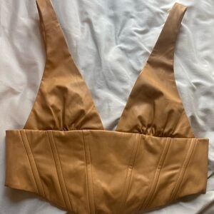 Zara Yellow Leather Top